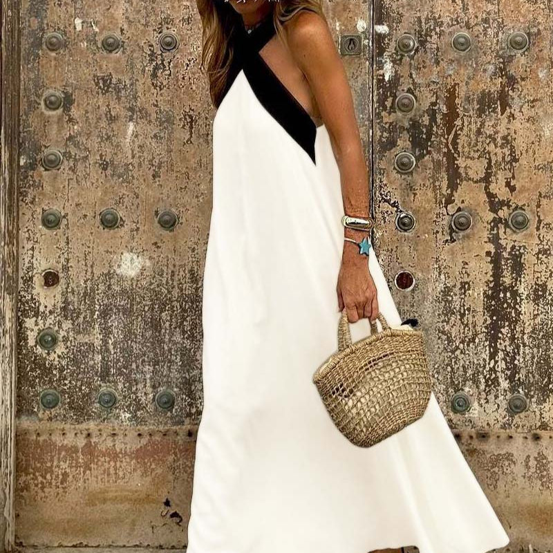 Women's – Elegant Cross Chest Dress – Tummy-Friendly Fit