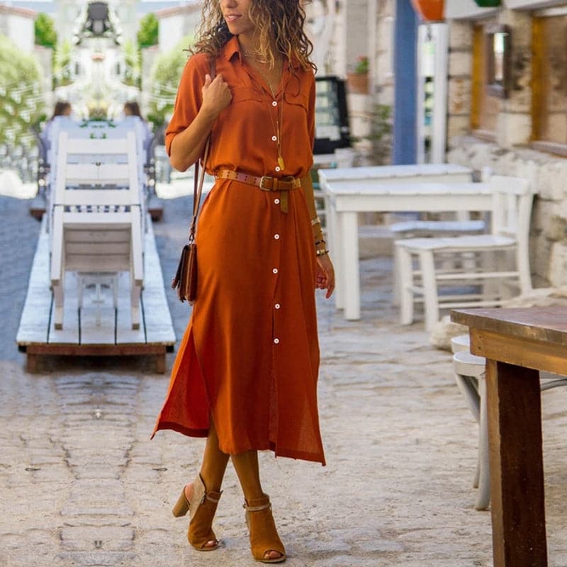 Women's - Stylish Elegant Dress - Belt Detail