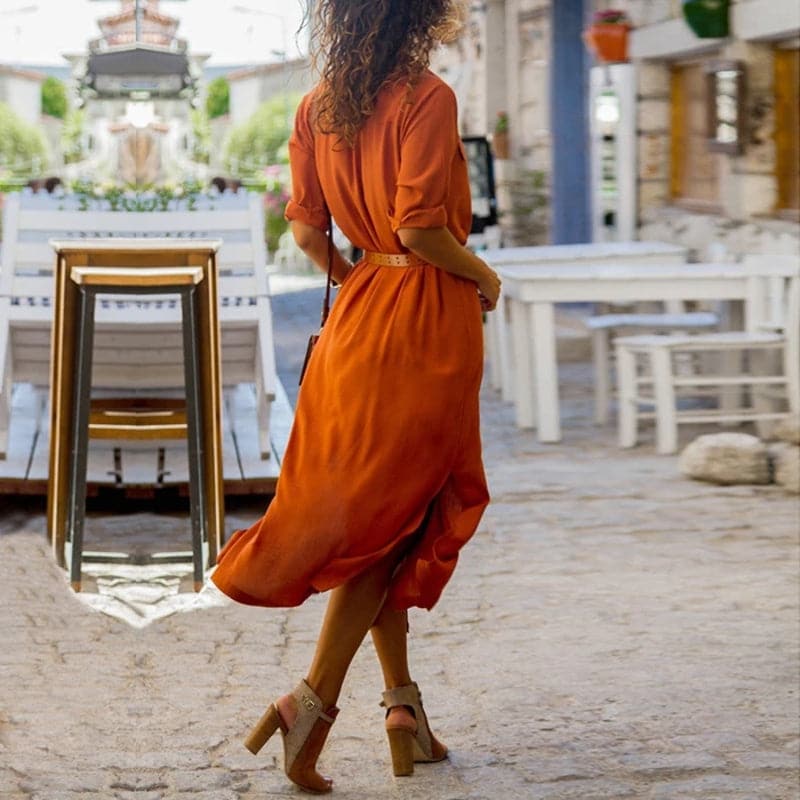Women's - Stylish Elegant Dress - Belt Detail