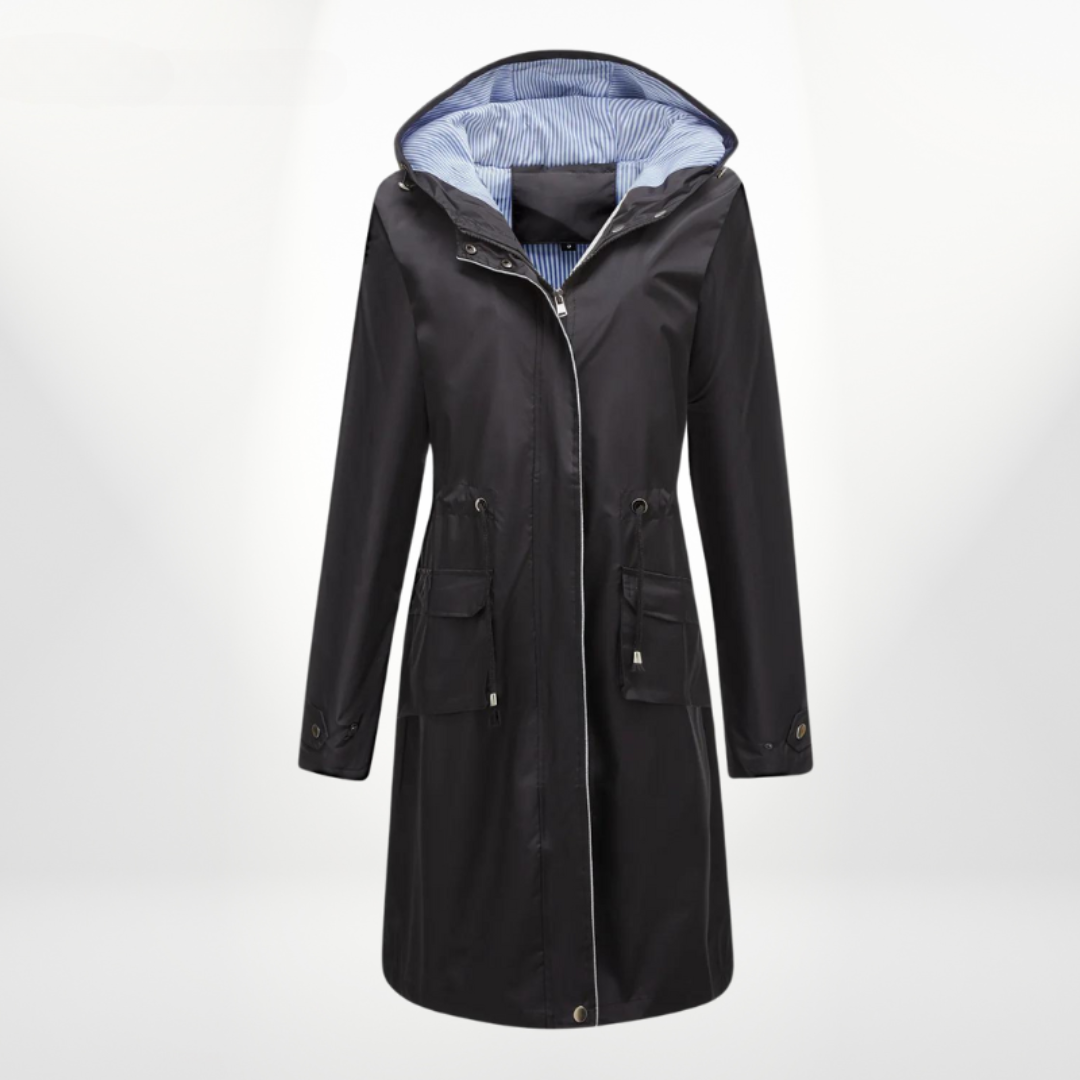 Women's - Waterproof Trench Coat with Hood - Stylish & Functional Outerwear
