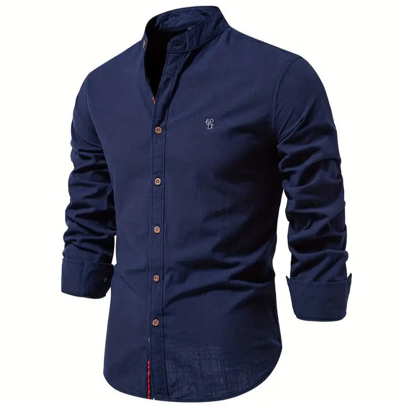 Men's - Stylish Button-Up Shirt - Comfortable Cotton Blend - Casual Wear