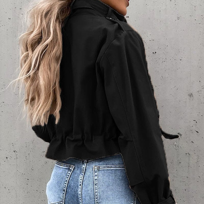 Women's - Stylish Cropped Transition Jacket with Pockets - Versatile Fashion