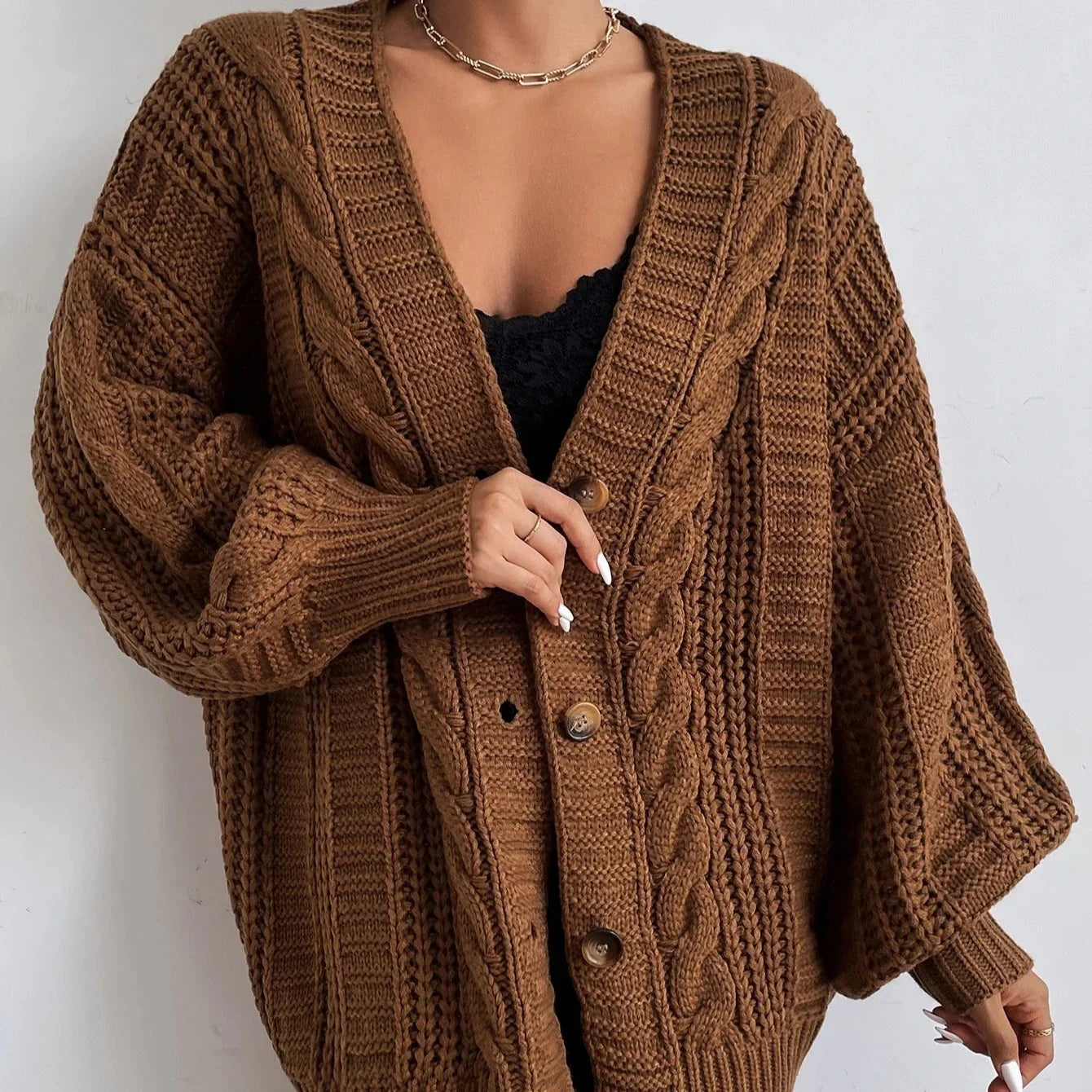 Women's - Cable Knit Cardigan - Cosy Knitwear