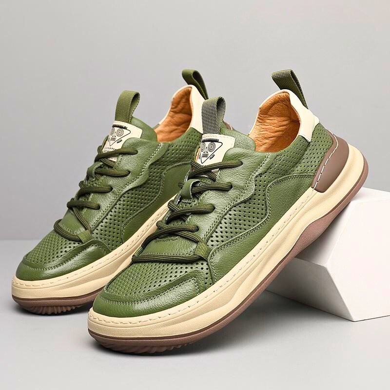 Men's – Leather Sneakers – Genuine Leather, Stylish Design – Casual Footwear