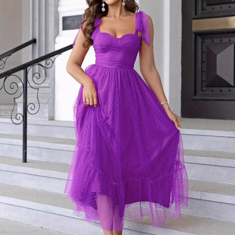 Women's - Elegant Evening Dress - Lightweight Mesh Gown - Perfect for Special Occasions - Stylish and Comfortable