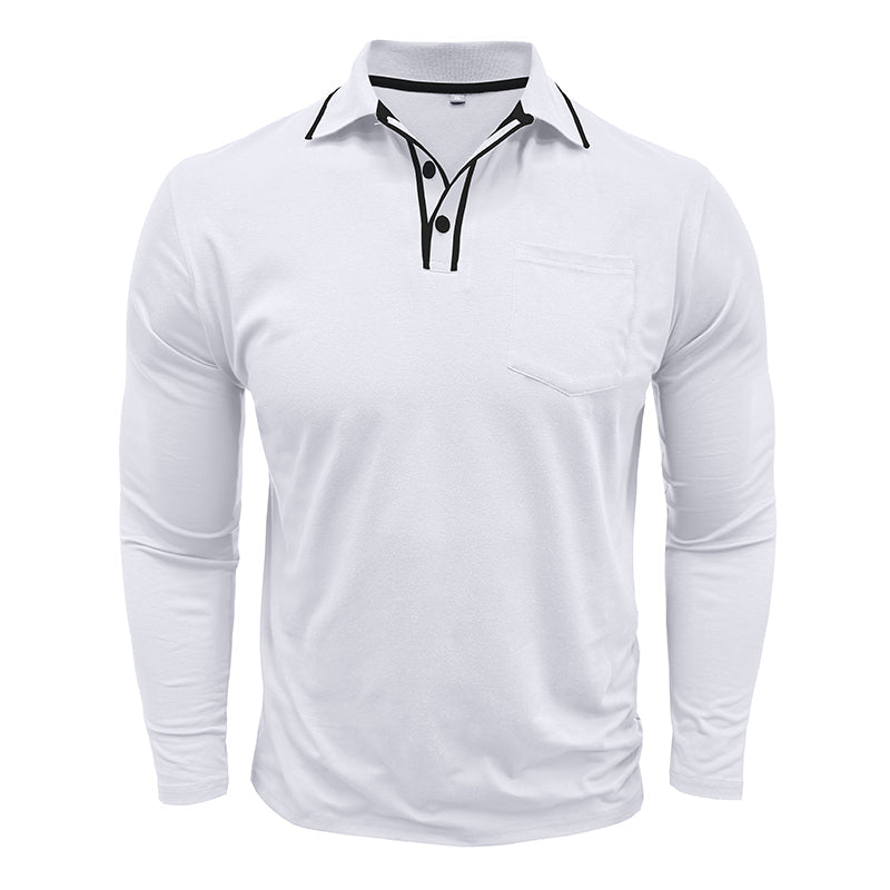 Men - Shirt - Polo Collar - Long Sleeve Fit