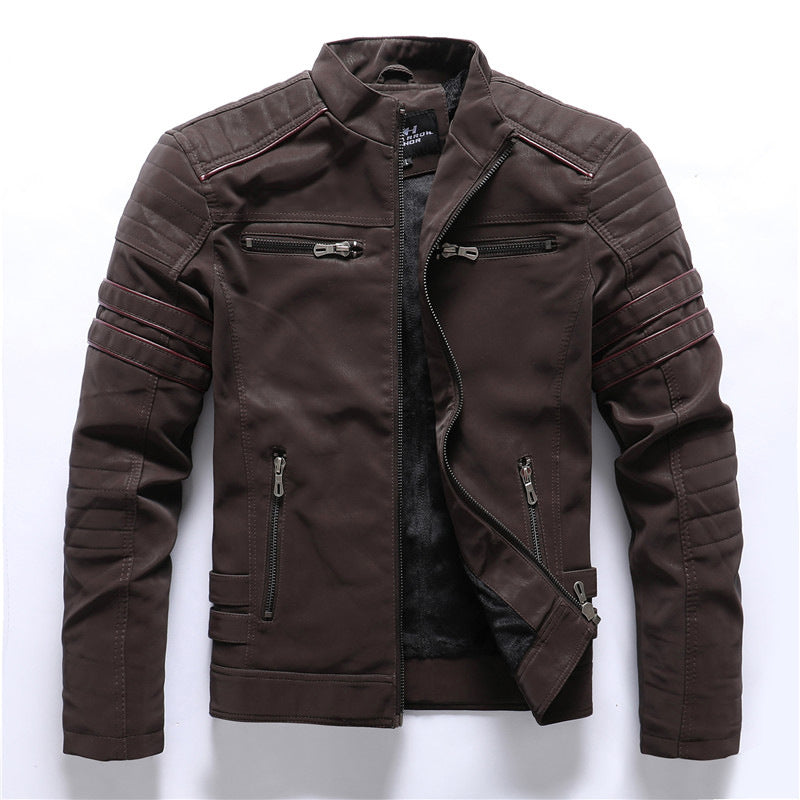 Men's - Biker Jacket - Stylish Zip Closure Design