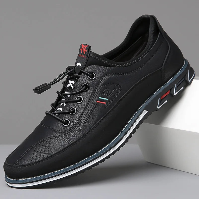 Men's - Comfortable Leather Sneakers - Sporty Look