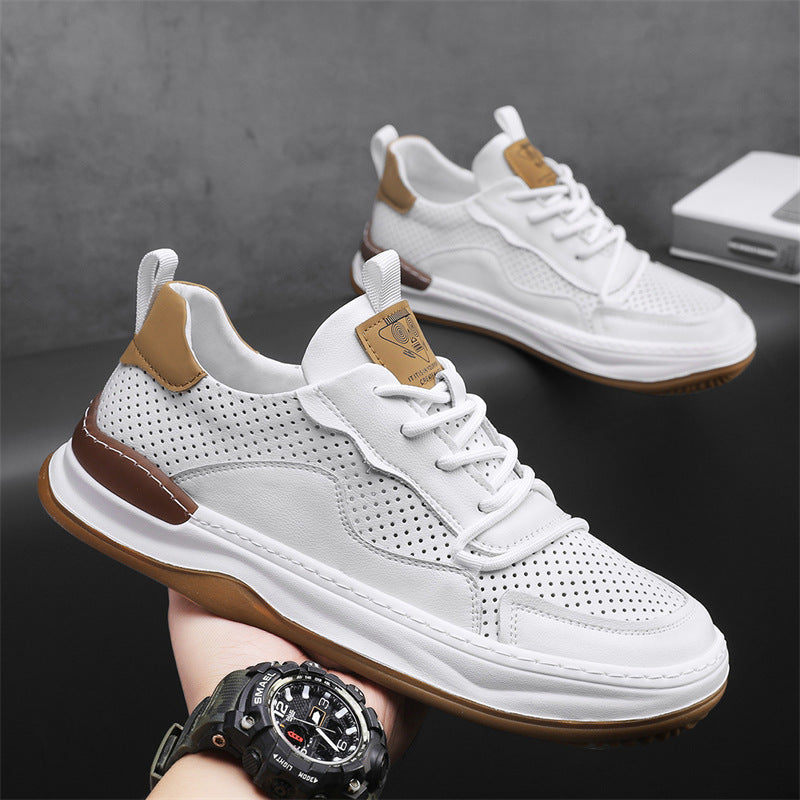 Men's – Leather Sneakers – Genuine Leather, Stylish Design – Casual Footwear