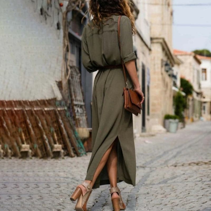Women's - Stylish Elegant Dress - Belt Detail