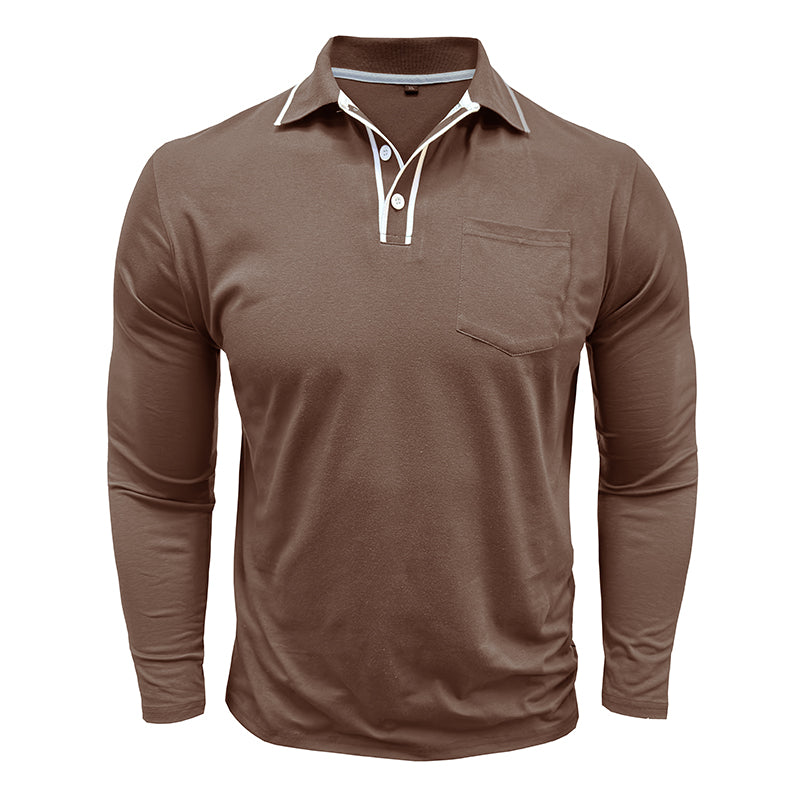 Men - Shirt - Polo Collar - Long Sleeve Fit
