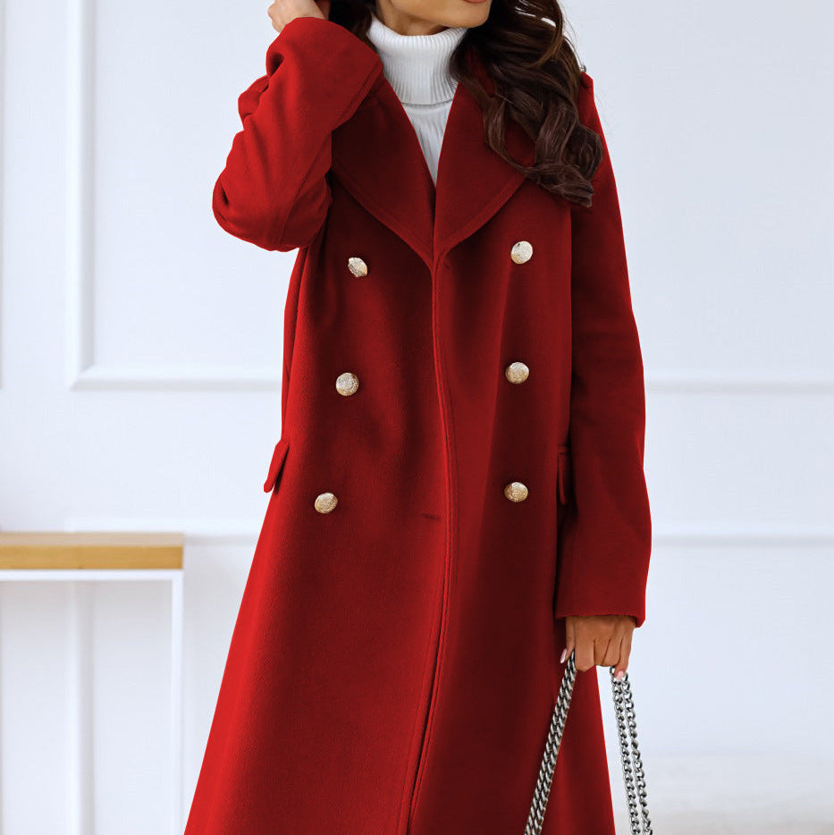 Women's - Trench Coat - Lapel Collar - Stylish Winter Outerwear
