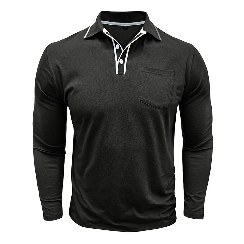 Men - Shirt - Polo Collar - Long Sleeve Fit
