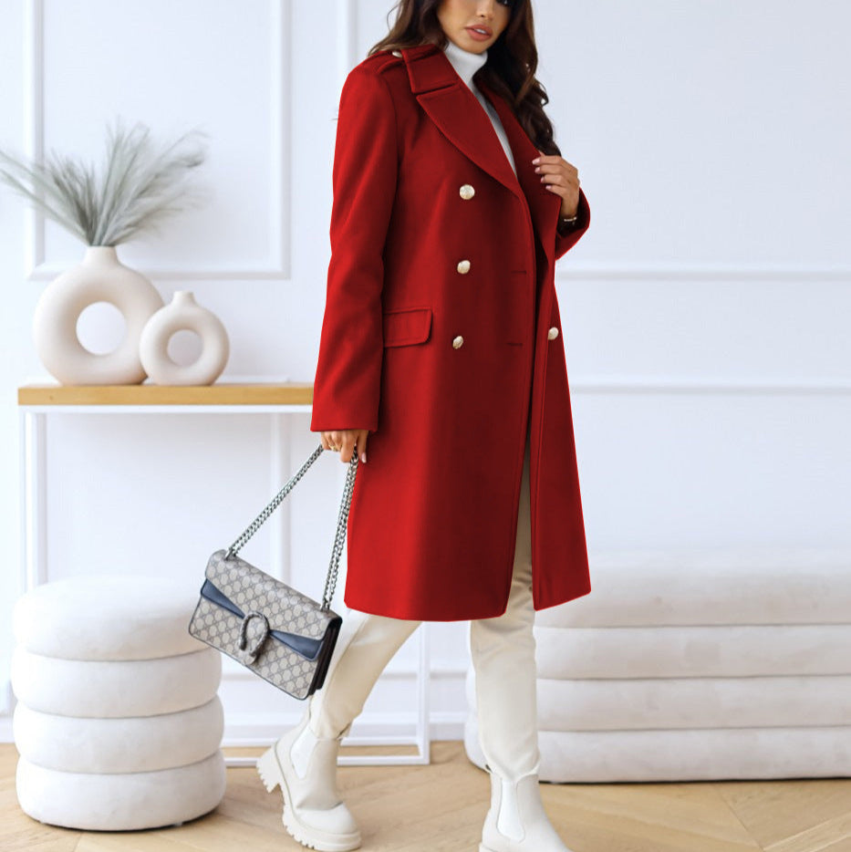 Women's - Trench Coat - Lapel Collar - Stylish Winter Outerwear