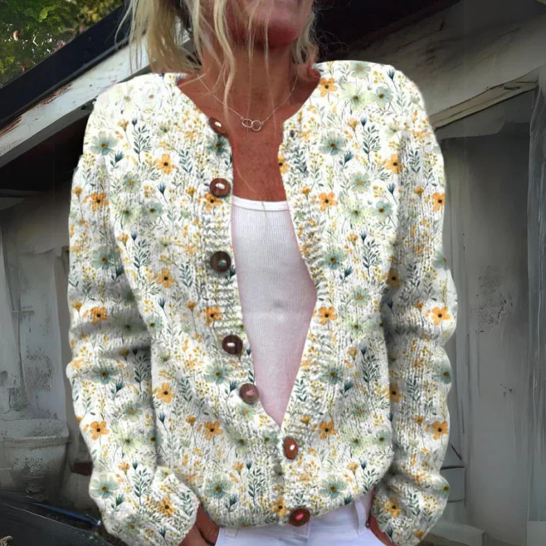 Women's - Floral Cardigan - Soft Knit - Stylish Layering Essential