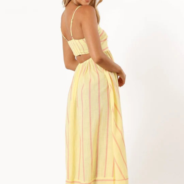 Women's – Striped Summer Dress – High Waist Fit
