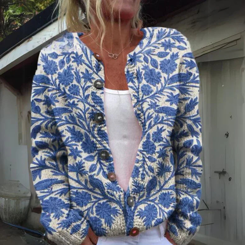 Women's - Floral Cardigan - Soft Knit - Stylish Layering Essential