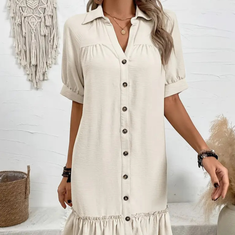 Women's - Casual A-Line Dress - Cotton Blend
