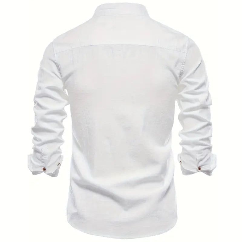 Men's - Stylish Button-Up Shirt - Comfortable Cotton Blend - Casual Wear