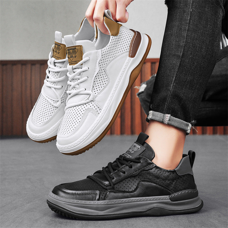Men's – Leather Sneakers – Genuine Leather, Stylish Design – Casual Footwear
