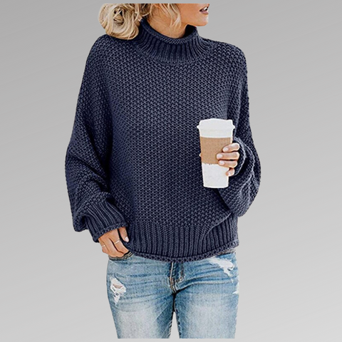 Women's - Knitted Jumper - Turtleneck Warm Loose Fit