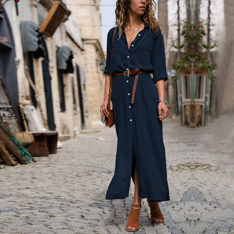 Women's - Stylish Elegant Dress - Belt Detail