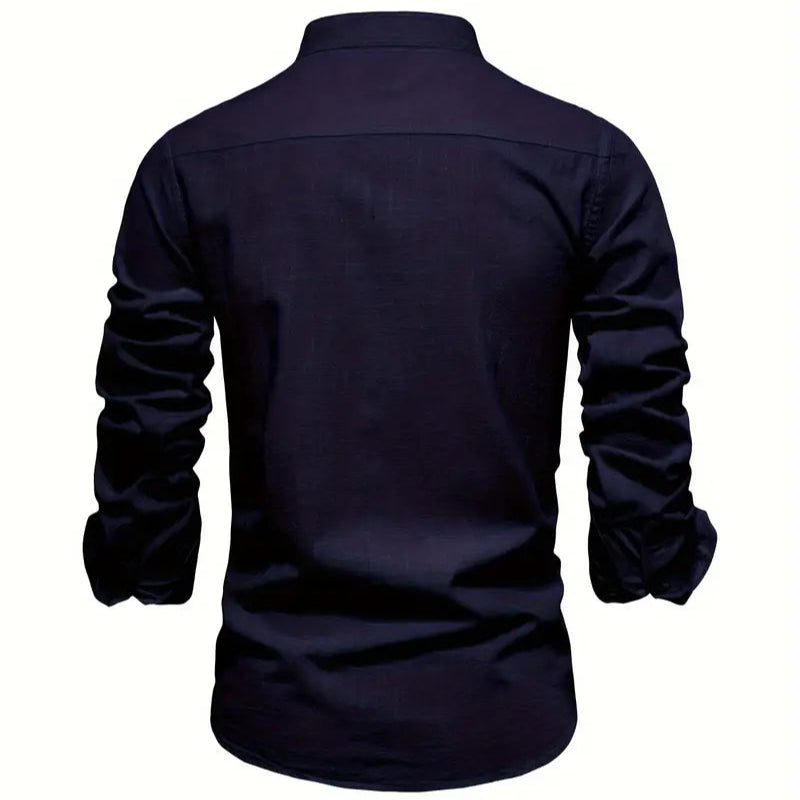 Men's - Stylish Button-Up Shirt - Comfortable Cotton Blend - Casual Wear