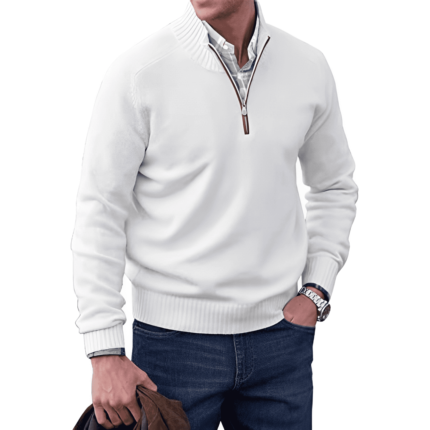 Men's - Quarter Zip Pullover Sweater - Soft, Stylish, Perfect for Layering