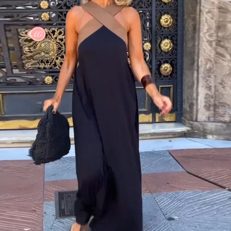 Women's – Elegant Cross Chest Dress – Tummy-Friendly Fit