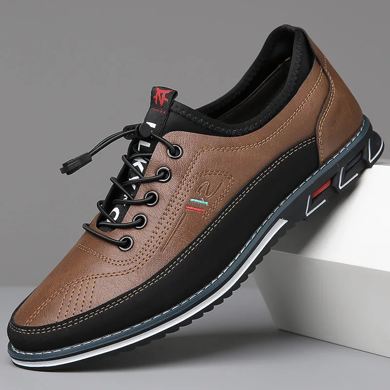 Men's - Comfortable Leather Sneakers - Sporty Look