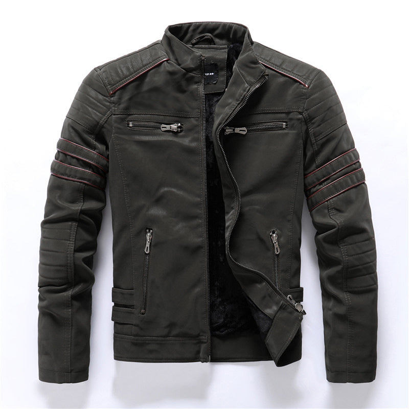 Men's - Biker Jacket - Stylish Zip Closure Design