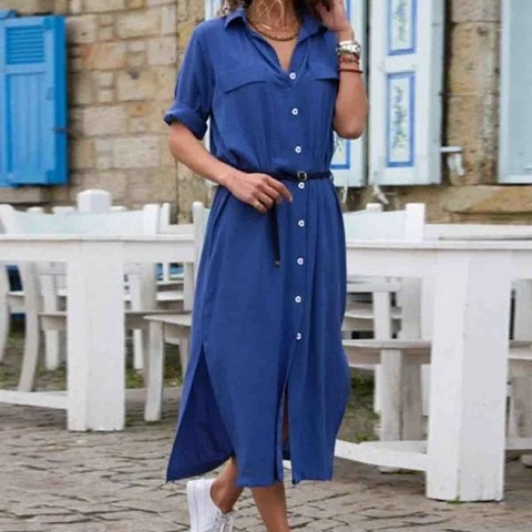 Women's - Stylish Elegant Dress - Belt Detail