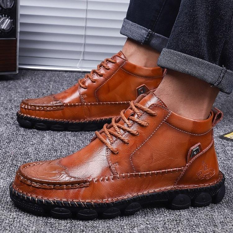 Men's - Leather Lace-Up Boots - Ankle High