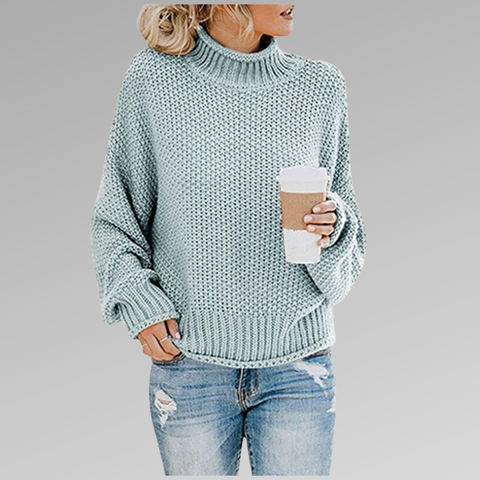 Women's - Knitted Jumper - Turtleneck Warm Loose Fit