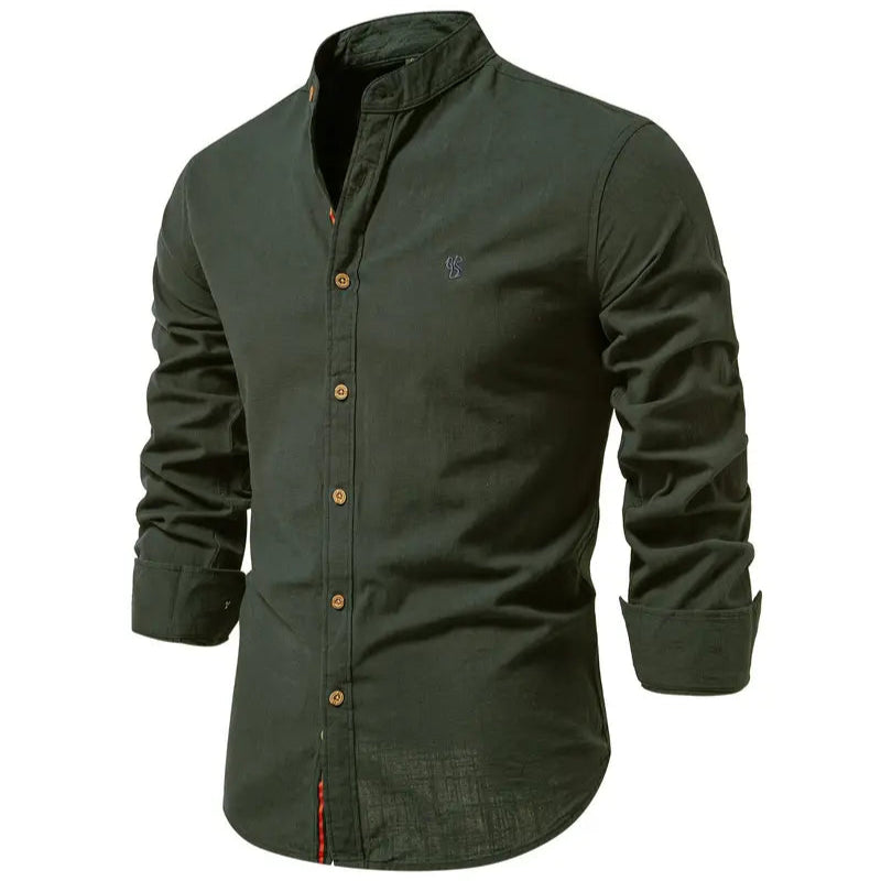 Men's - Stylish Button-Up Shirt - Comfortable Cotton Blend - Casual Wear