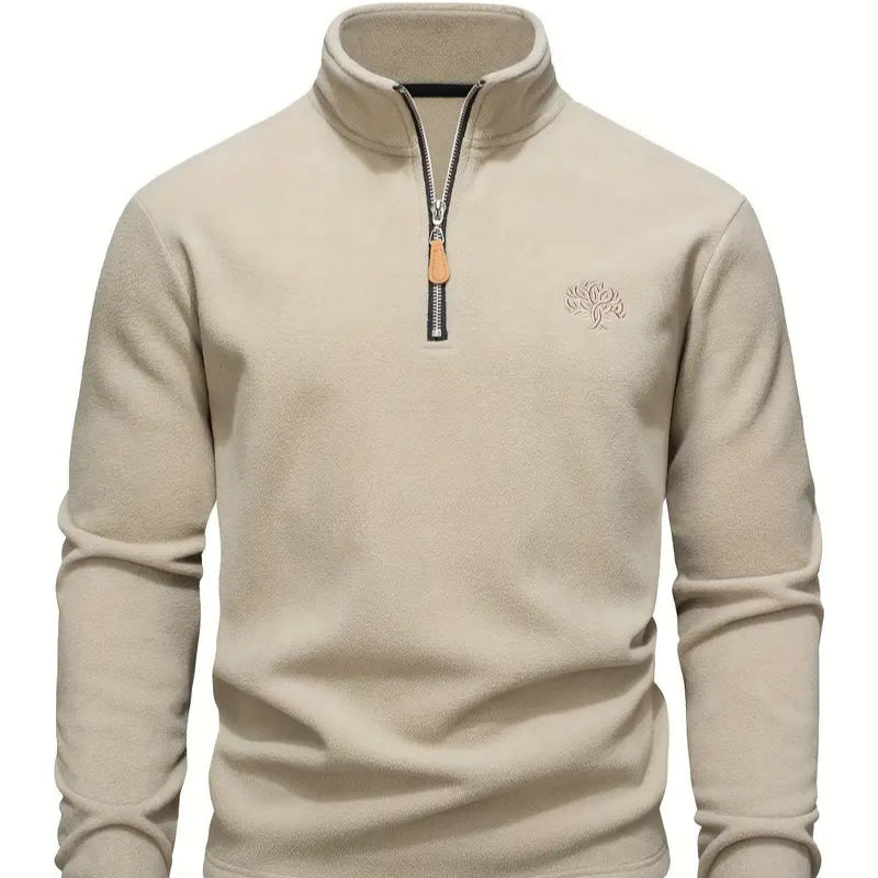 Men's - Classic Zip-Up Pullover - Cosy Cotton Blend - Stylish Everyday Jacket