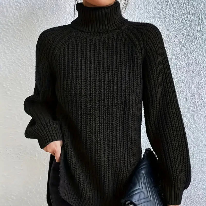 Women's - Turtleneck Sweater - Soft Knit Fabric - Stylish & Cosy Layering