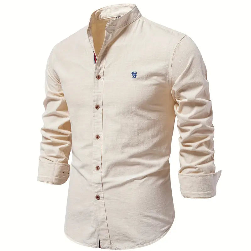 Men's - Stylish Button-Up Shirt - Comfortable Cotton Blend - Casual Wear