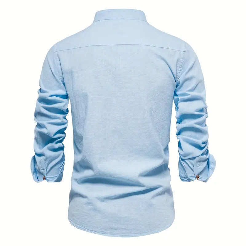 Men's - Stylish Button-Up Shirt - Comfortable Cotton Blend - Casual Wear