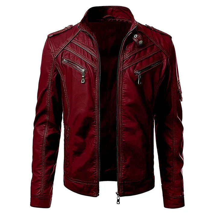 Men's - Biker Jacket - Stylish Design with Multiple Pockets