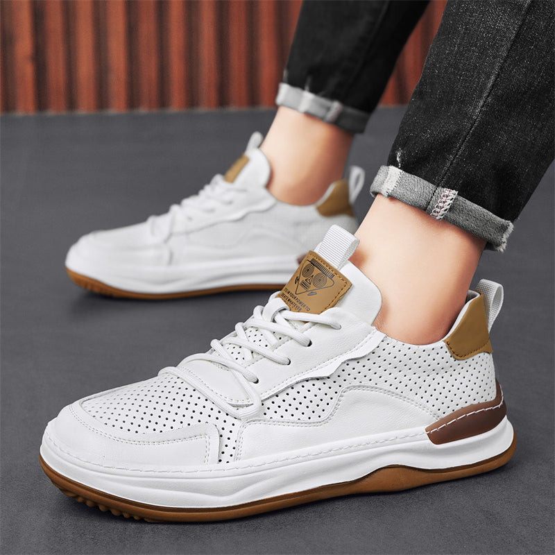 Men's – Leather Sneakers – Genuine Leather, Stylish Design – Casual Footwear