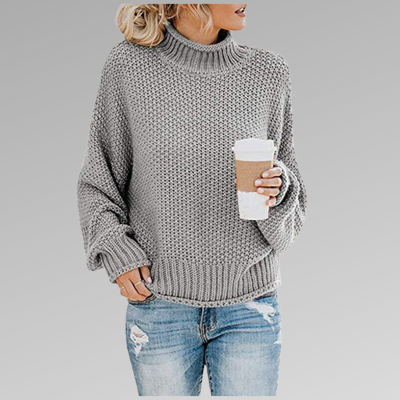 Women's - Knitted Jumper - Turtleneck Warm Loose Fit