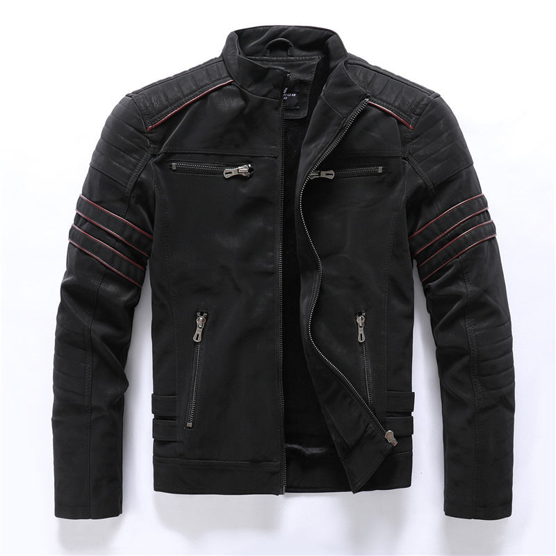 Men's - Biker Jacket - Stylish Zip Closure Design