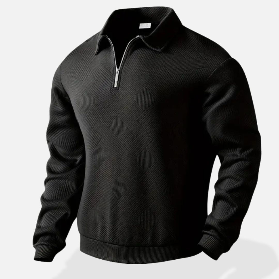 Men's - Half-Zipper Sweater - Soft Knit Material - Stylish Casual Wear
