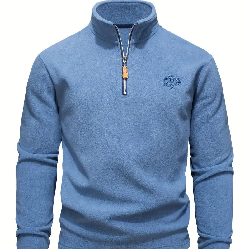 Men's - Classic Zip-Up Pullover - Cosy Cotton Blend - Stylish Everyday Jacket