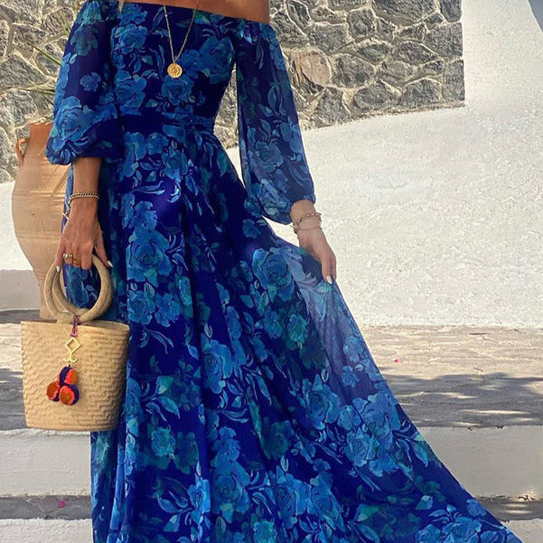 Women's - Floral Off-Shoulder Maxi Dress - Summer Style