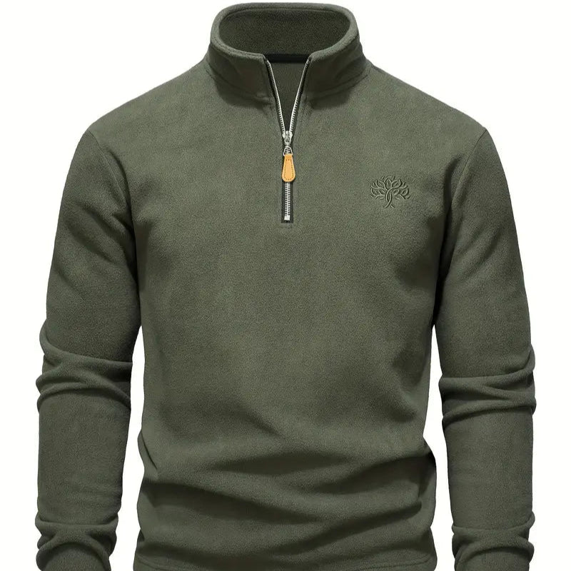 Men's - Classic Zip-Up Pullover - Cosy Cotton Blend - Stylish Everyday Jacket