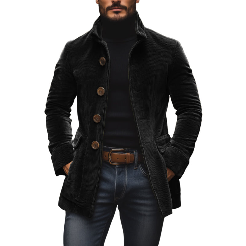 Men's - Vintage Corduroy Short Coat - Stand Collar Slim Fit