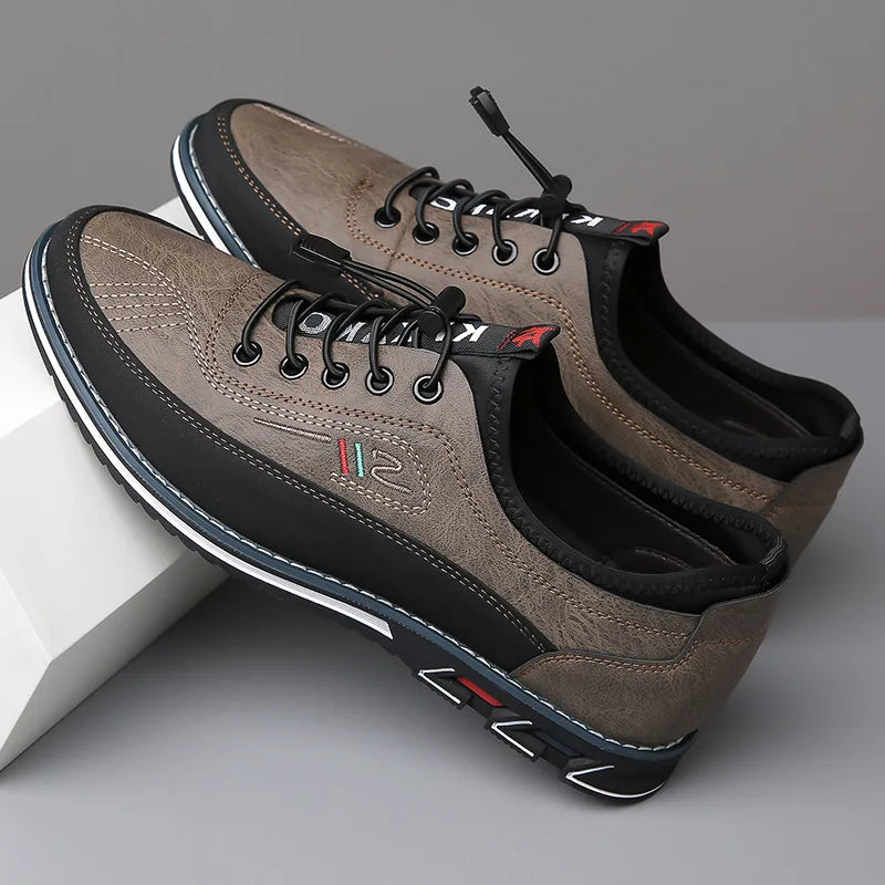 Men's - Comfortable Leather Sneakers - Sporty Look