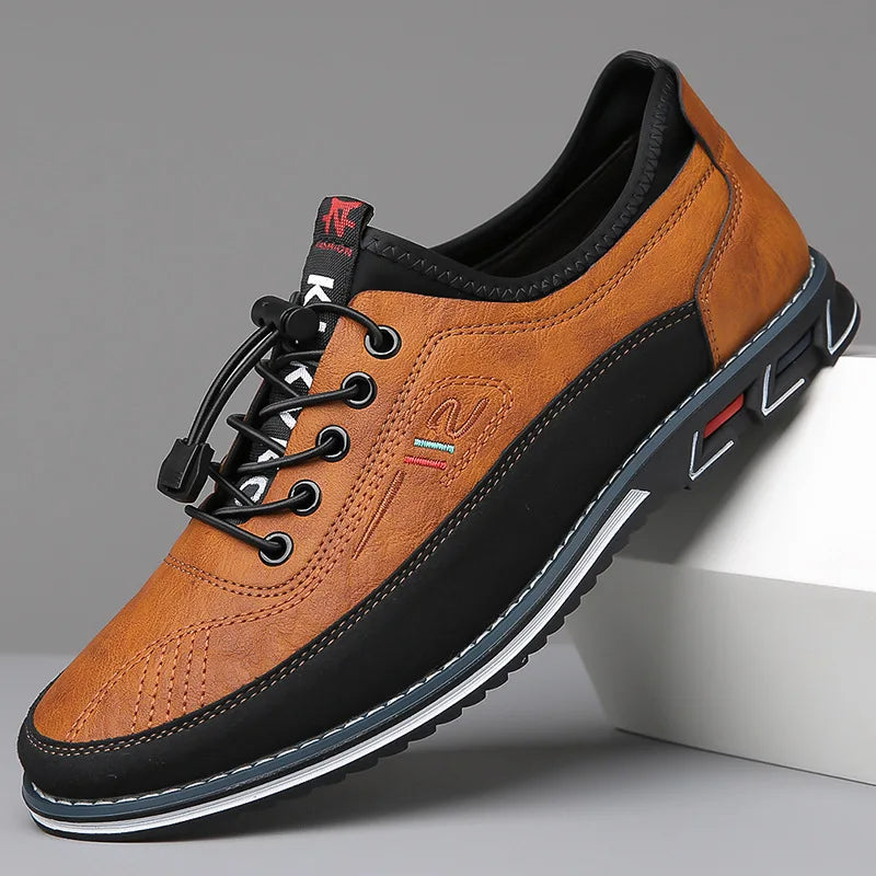 Men's - Comfortable Leather Sneakers - Sporty Look